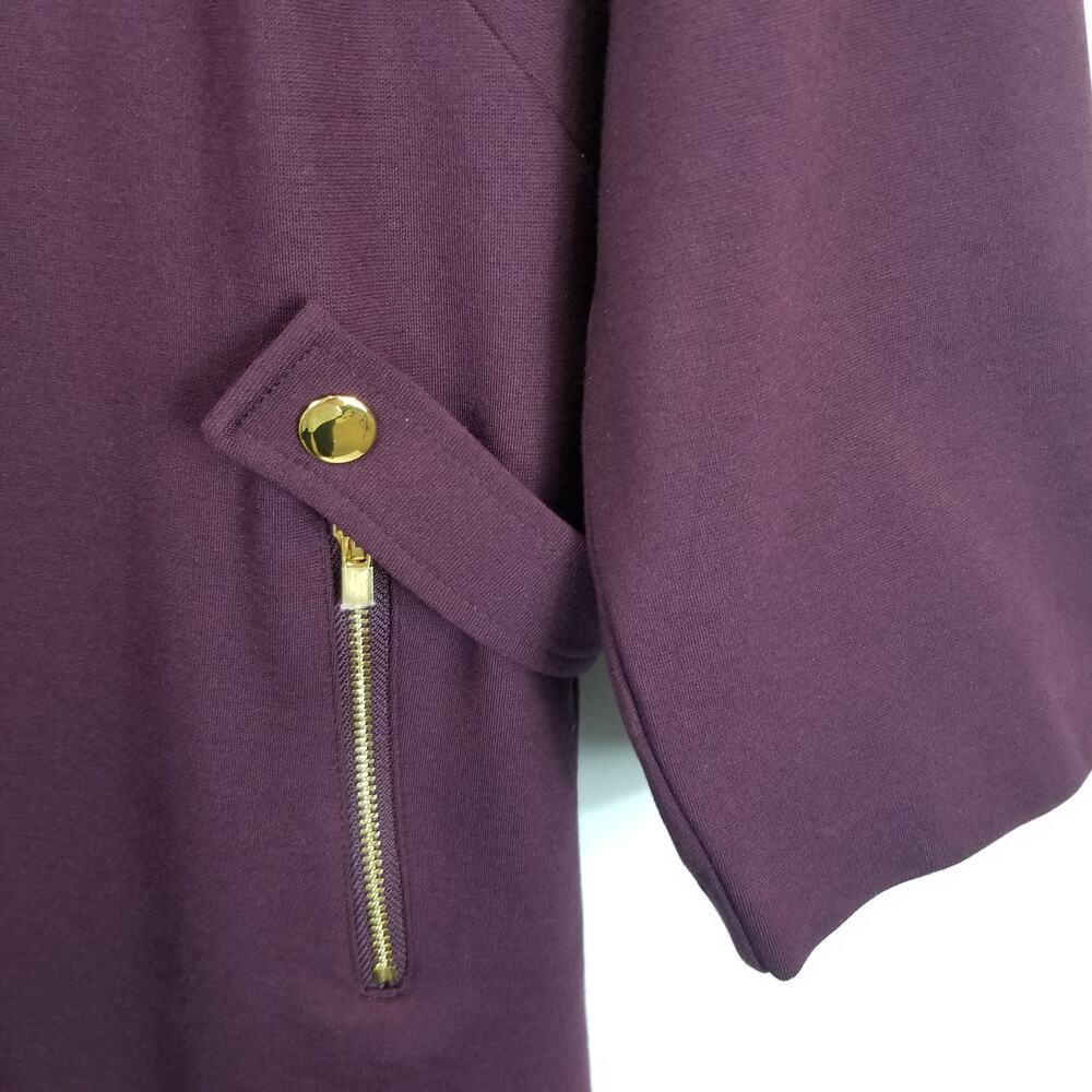 Chico's 3/4 Sleeve Ponte Knit Sheath Dress Plum Eggplant Purple Size 12 - Picture 5 of 6